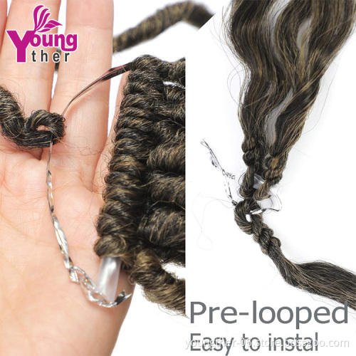 20Inch Mermaid Faux Goddess Locs Wavy Synthetic Braiding Hair Faux Locs Crochet Hair With Curly Ends